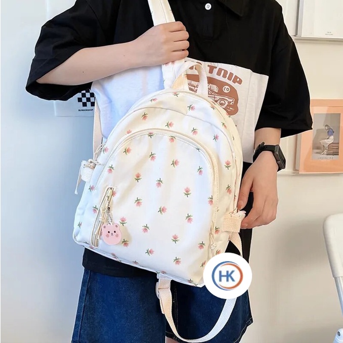 HK Cute Mini Backpack Printed Rose Large Capacity School Bag Casual ...