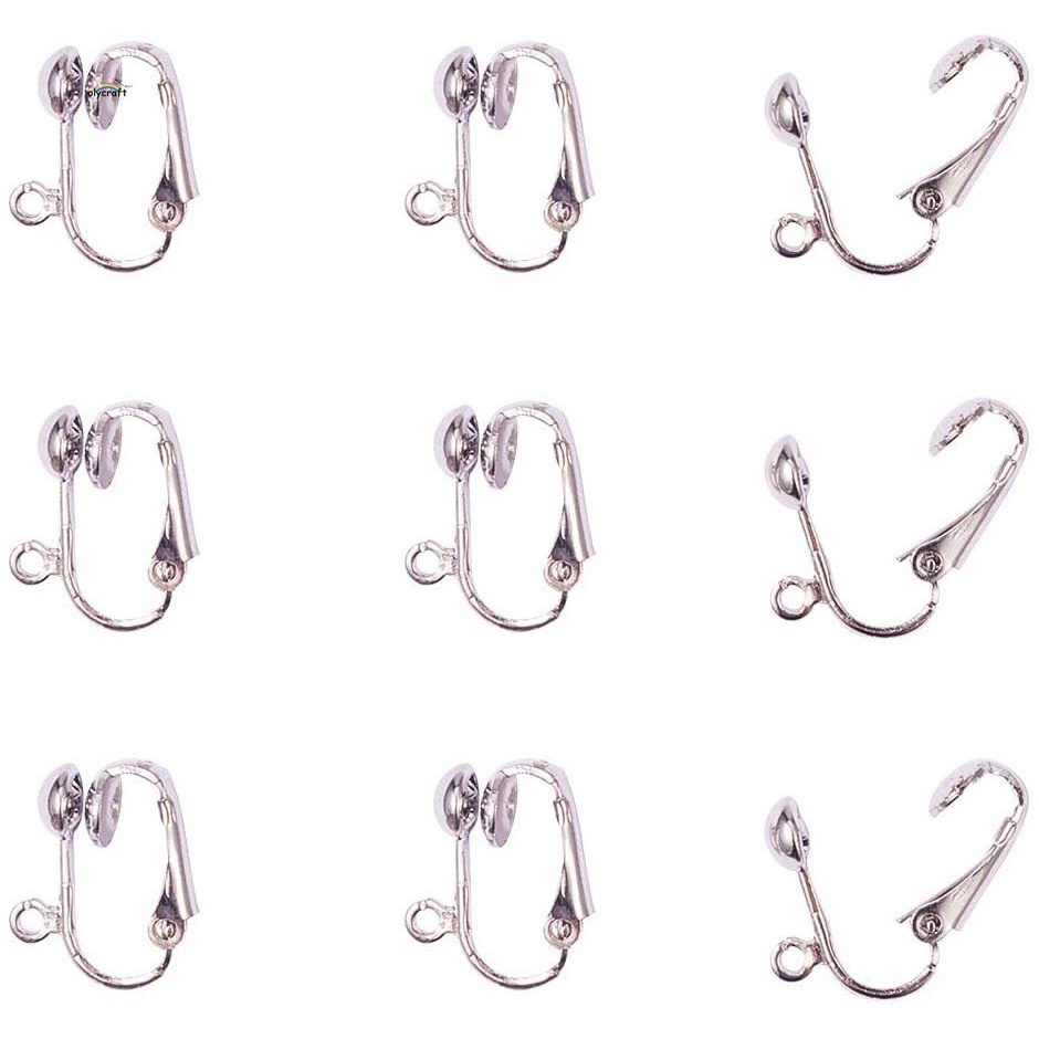 1Box Iron Clipon Earring Findings for nonpierced ears Platinum Color