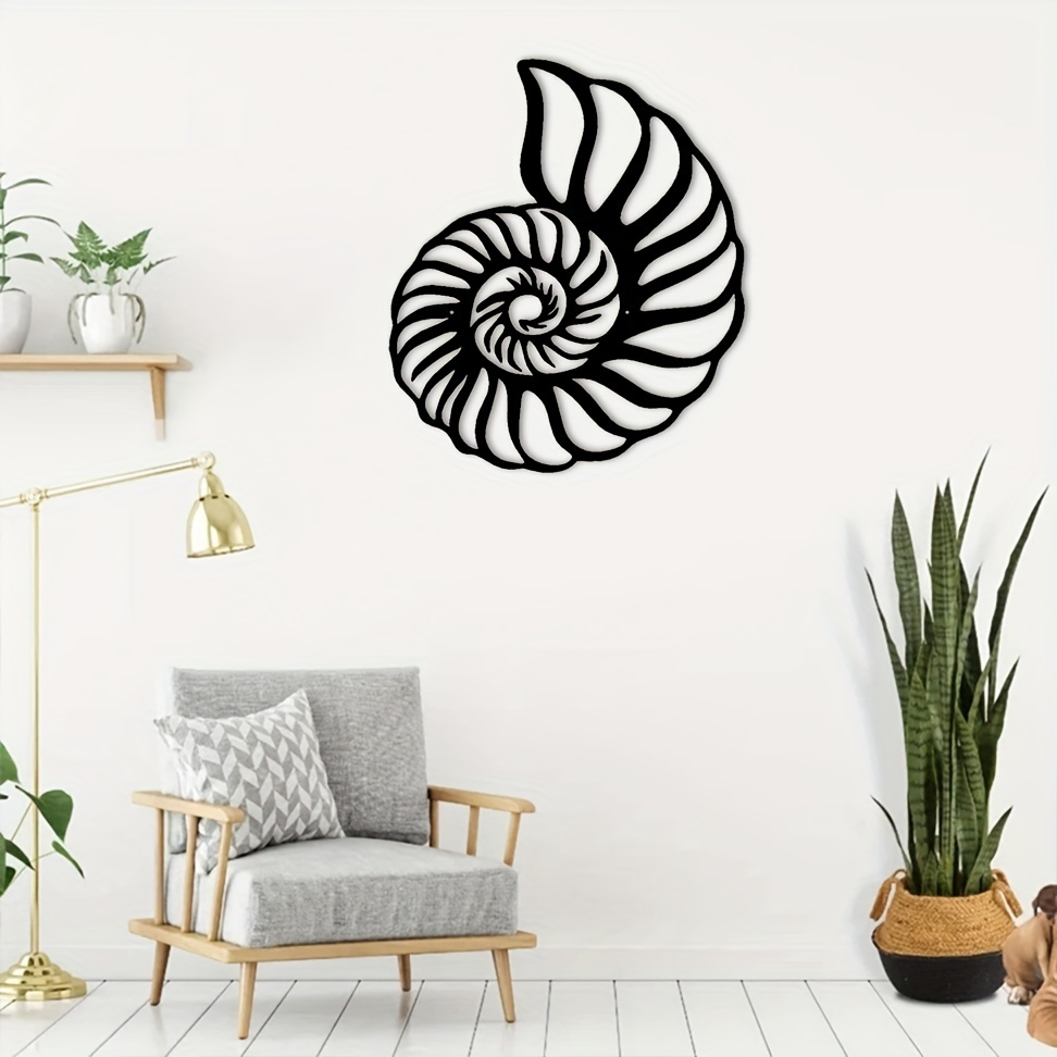 Nautilus Shell Coastal Beach Metal Wall Art, Metal Wall Art Interior