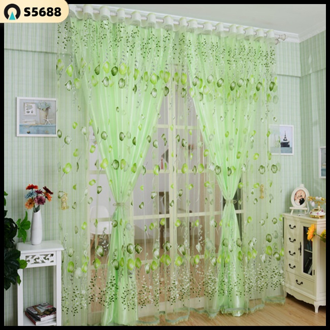 SSS Romantic Tulips Window Voile Curtain Creative Floral Translucent ...