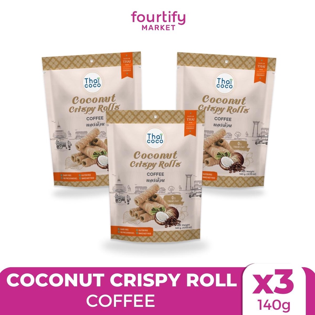 Thai Coco Coconut Crispy Wafer Rolls Coffee - Pack of 3 | Shopee ...