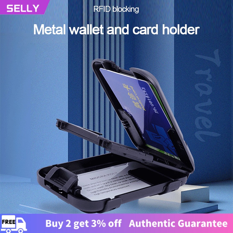 RFID security lock multi-function card holder aluminum bank card holder ...