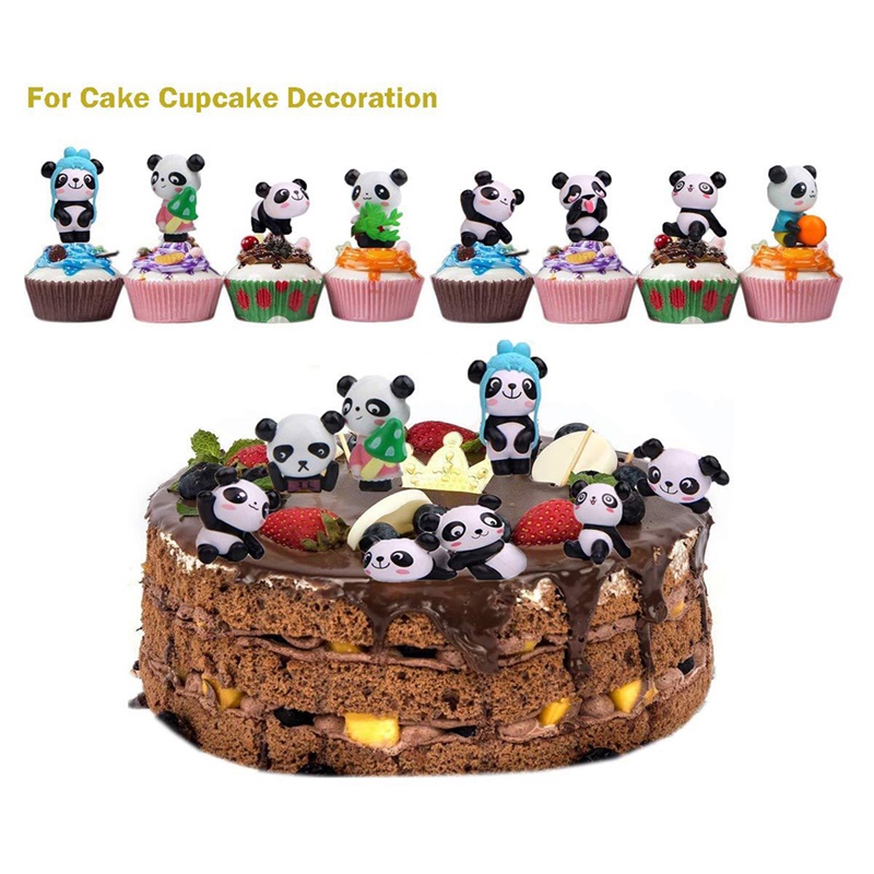 12 Pieces/set Mini Panda Garden Decorative Crafts Cute Panda DIY Mini ...