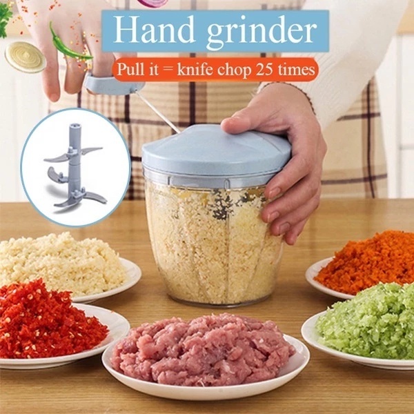 Hand Chopper Manual Rope Food Processor With Pounding Garlic Cutting ...