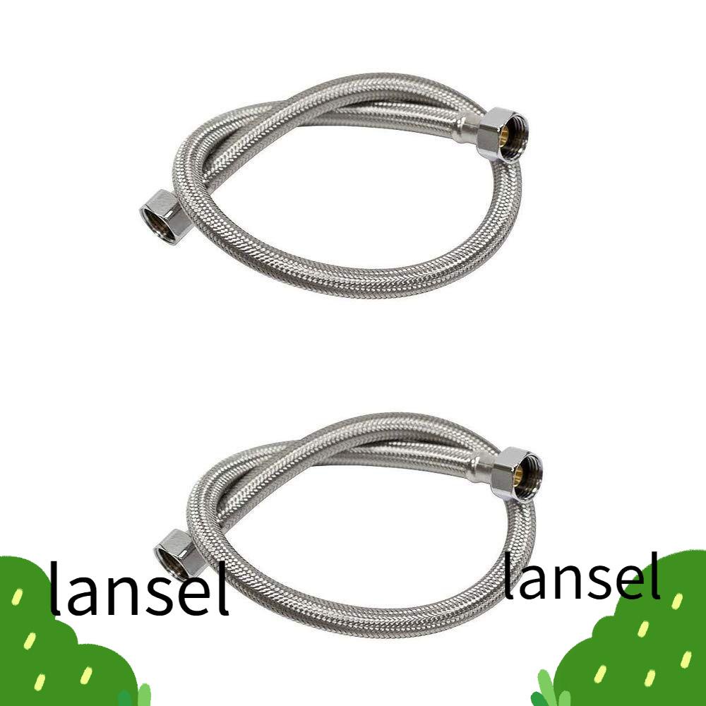 LANSEL 2 Pcs Faucet Supply Hoses, 304 Stainless Steel Silver Sink Hose