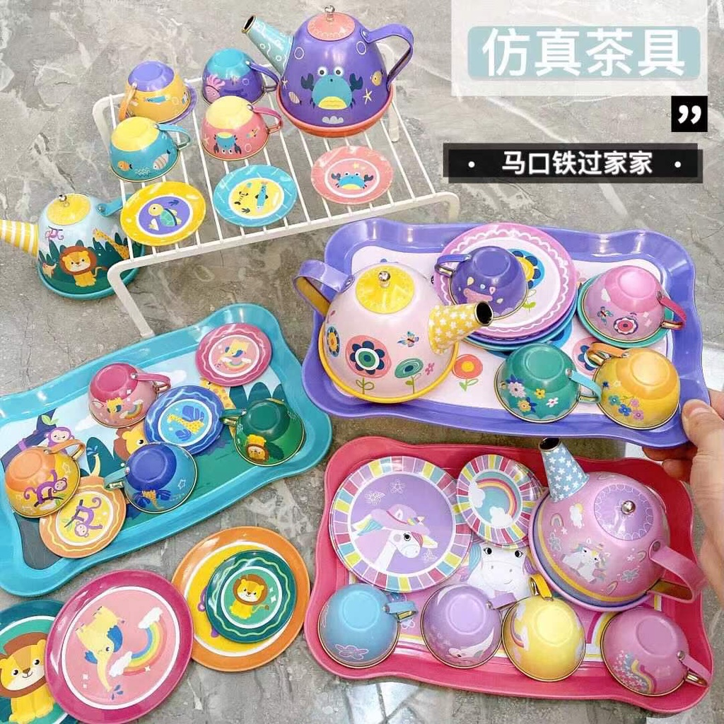 Girl Play House Tea Set Tea Cup Plate Princess Baby Simulation Kitchen ...