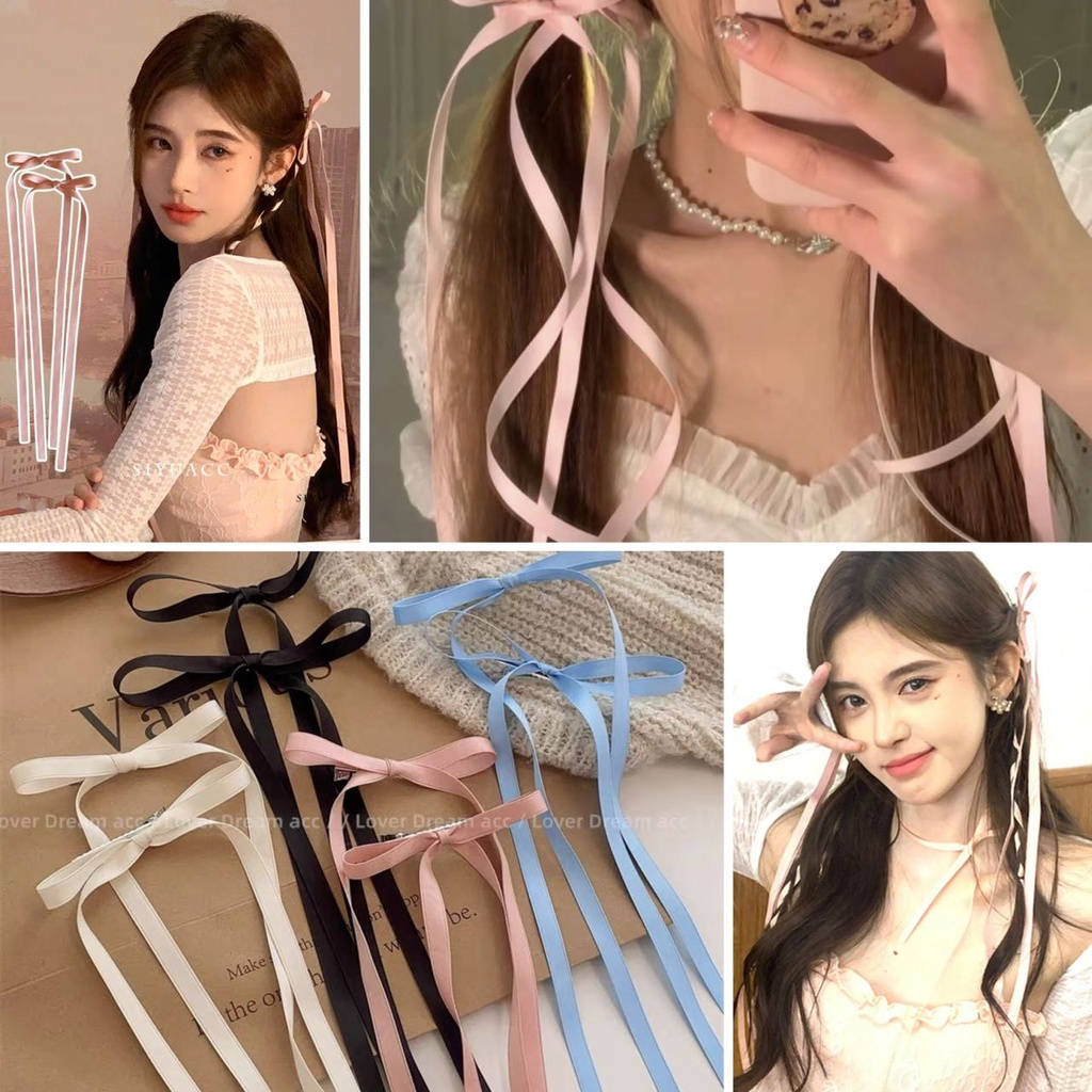 1pcs Long Hair Ribbon Bowknot Duckbill Clip Hairpin Bangs Accessories ...