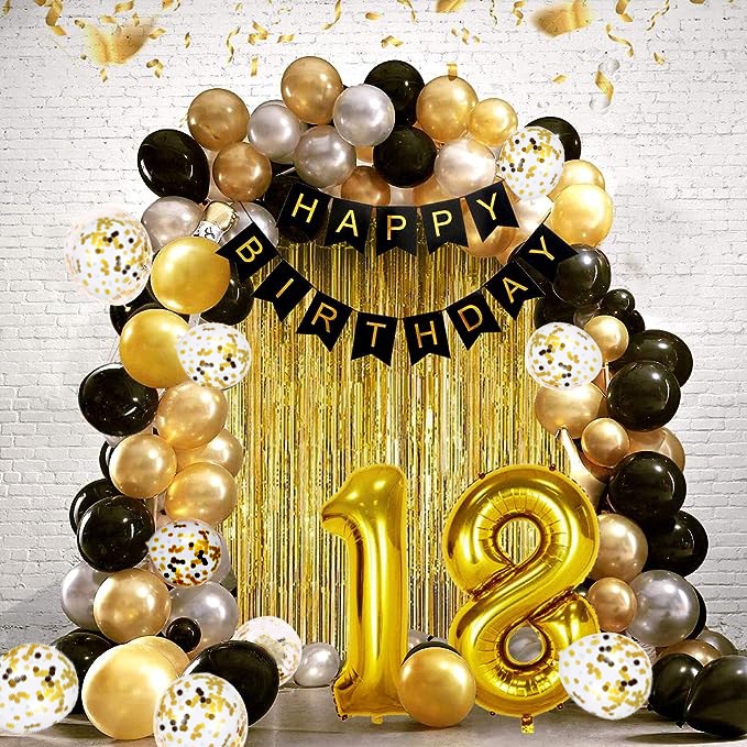 Black Gold Theme Balloons Set 32