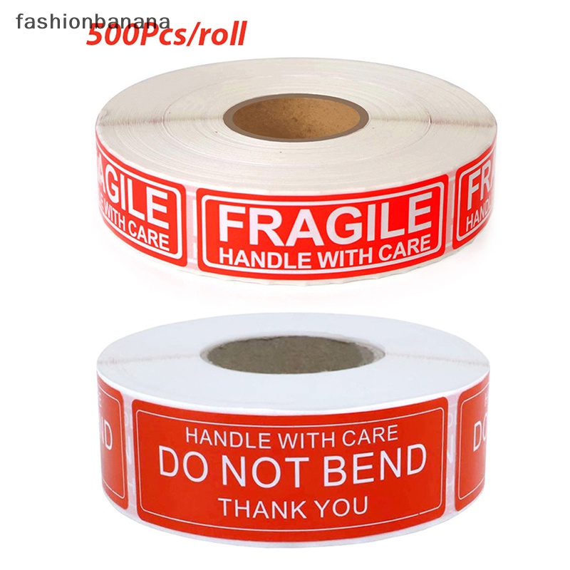 FBPH Bless 500pcs Labels Fragile Stickers 1 Roll Fragile or Bend Handle ...