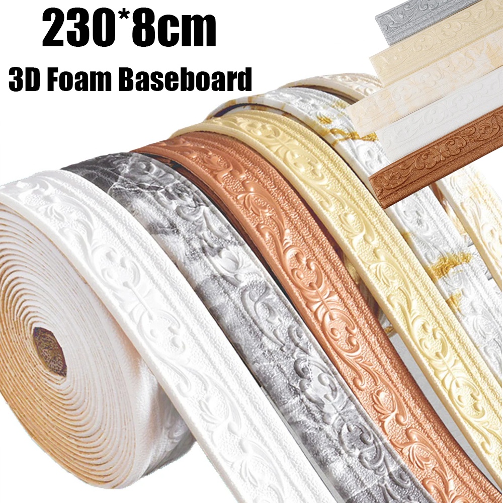 3D Foam Wall Edge Strip Stickers/Self Adhesive Baseboard Corner Waist ...