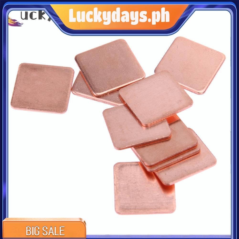 New Premium 10pcs/lot 15x15x1mm DIY Copper Shim Heatsink Thermal Pad For Laptop GPU CPU VGA Chip RAM Copper Heat Sink