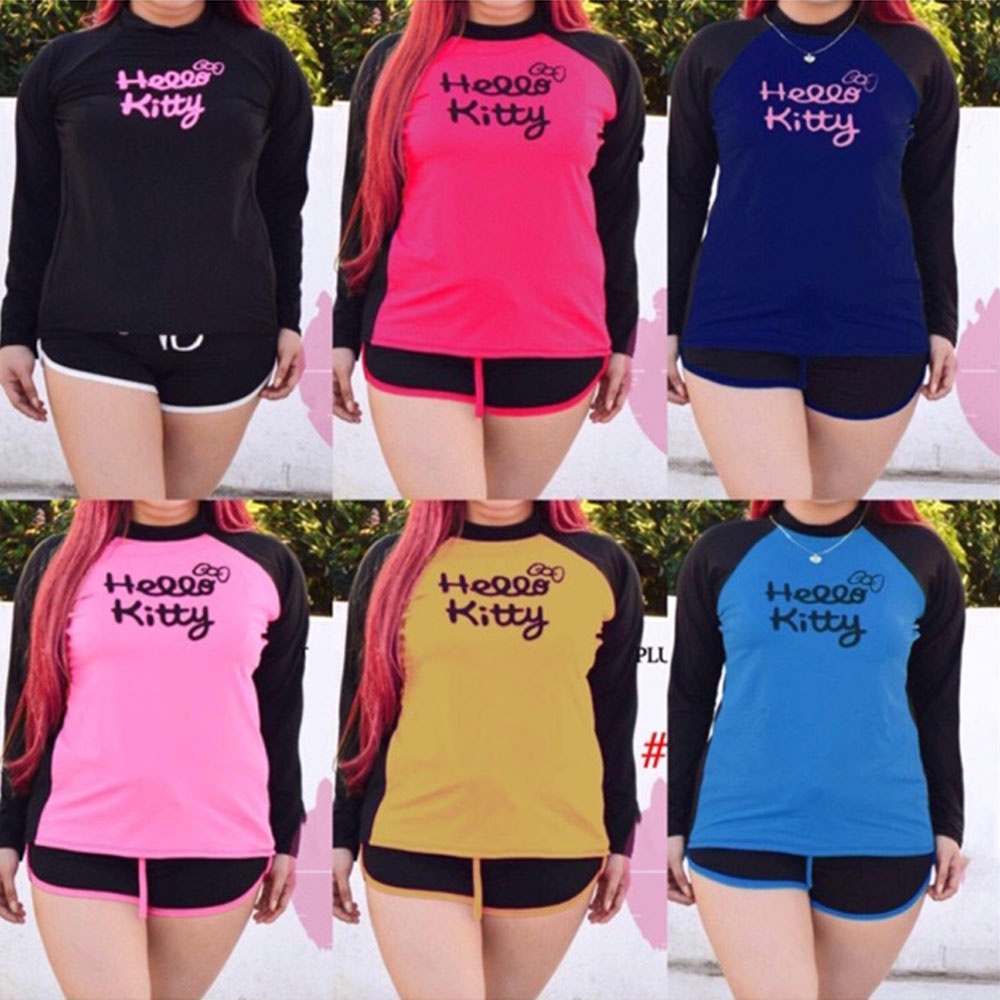 Joyfulfinds Plus Size Terno Rash Guard Thick (Top+Short) Fashion Rash ...