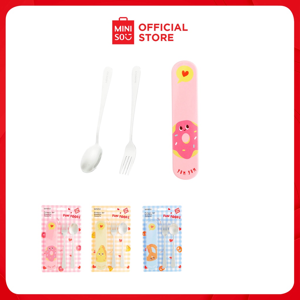 MINISO Happy Foods Collection Flatware Set (Fork & Spoon) Shopee Philippines