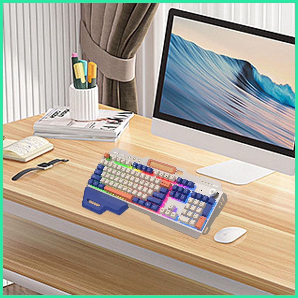 Wired Keyboard Backlight Plug Play Keyboard Game Keyboard 104 Keys Plug and Play Keyboard