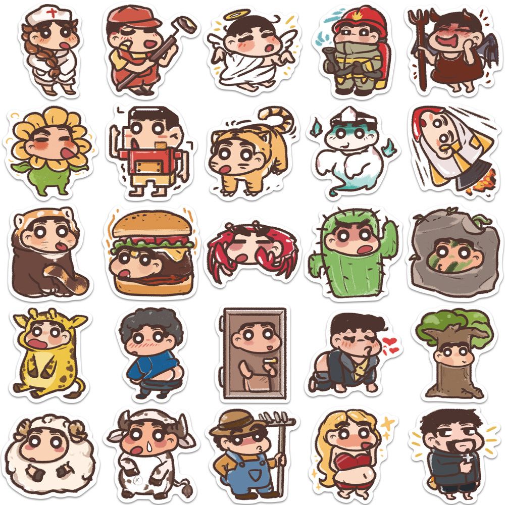 50 pieces of Crayon Shin-chan cross-dressing stickers cartoon cute ...