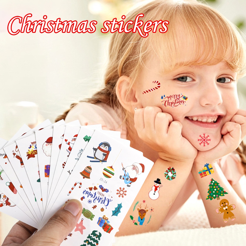 Children Cartoon Christmas Temporary Tattoo Sticker / Santa Claus ...