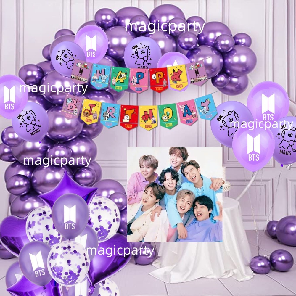 BTS Theme Balloons Party Decroations Purple Latex Balloon Jungkook V ...