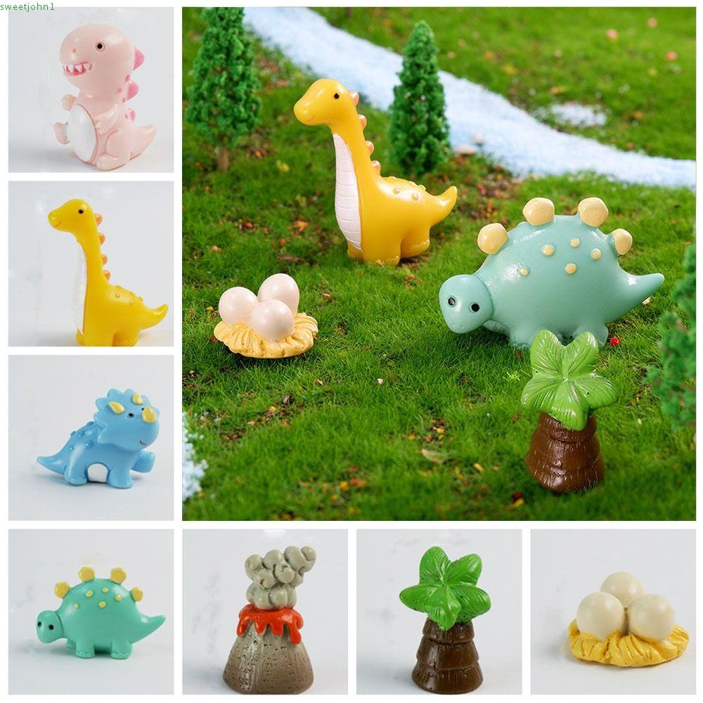 SWEETJOHN Cartoon Dinosaur Statues, Resin Realistic Mini Dinosaur