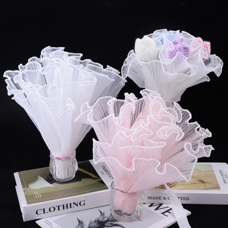 Pearl Edge Wave Yarn Flower Wrapping Paper Valentine's Day Floral Gift ...