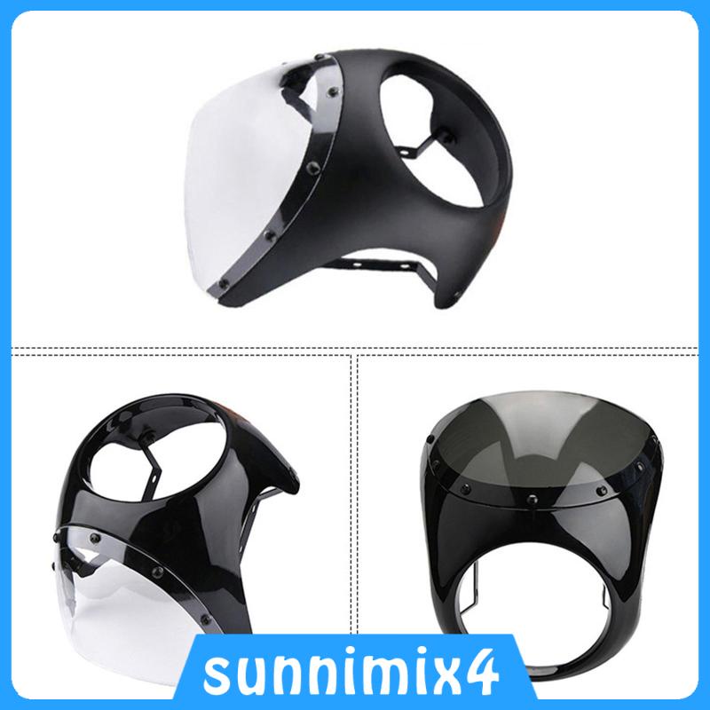 thumbnail image 2 of 7" Round Headlight Retro Handlebar Fairing Windshield For Harley Cafe Racer - ABS 2 of 4