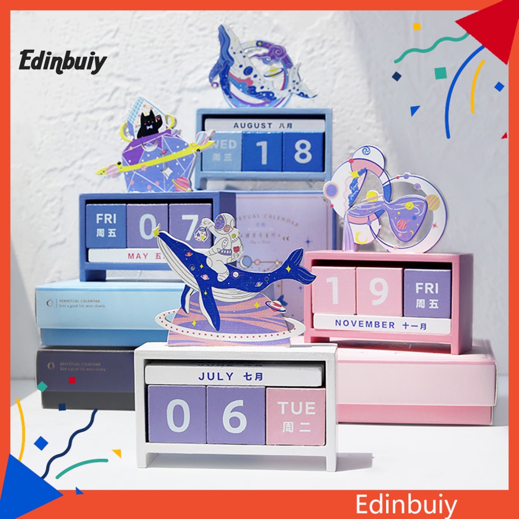 EDI Calendar Decor Cubic Date Display Wood Creative Number Blocks ...