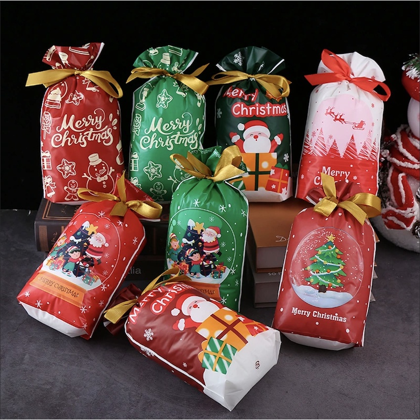 50/10PCS Christmas Drawstring Gift Bags Christmas Gift Bags with