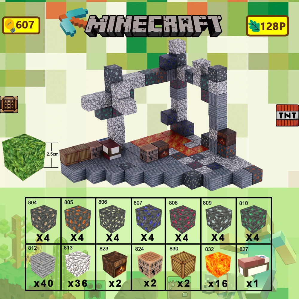 10pcs Minecraft DIY Merchandise Magnet Toy Mine Assembling Magnetic ...
