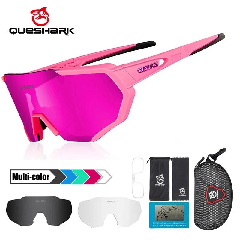 Queshark HD Polarized UV Protection Cycling Glasses Bike Eyewear For Road MTB Bike 4 Lens - Online Marketplace
