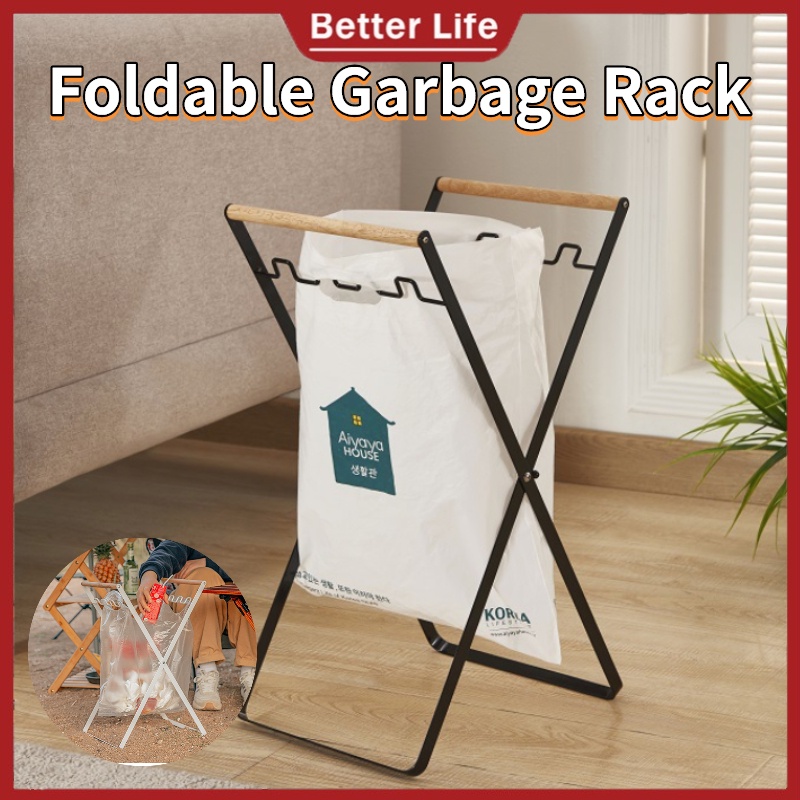 Folding Garbage Rack Household Kitchen Metal Garbage Bin Garbage Bag ...