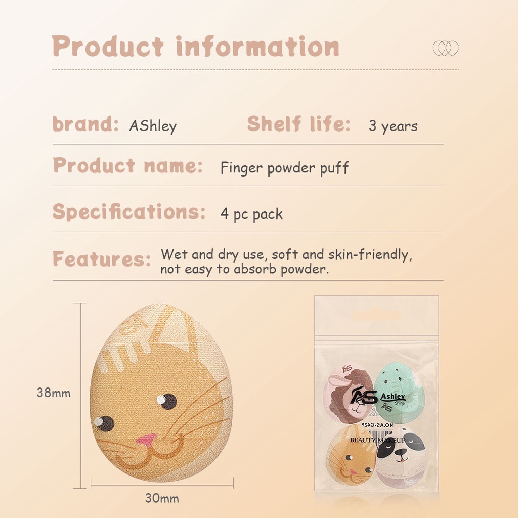 Ashley Shine Mini Fingertip Powder Puff Droplet Puff BB Cream Puff ...