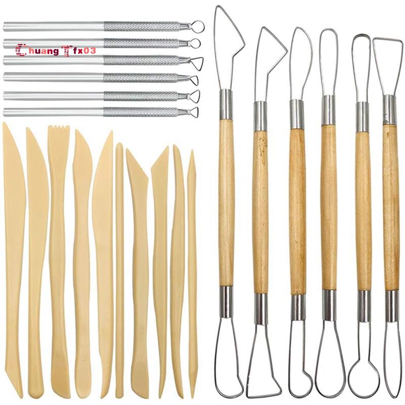 Pottery Clay Sculpting Tools, 22Pcs Wooden Handle Pottery Carving Tools ...