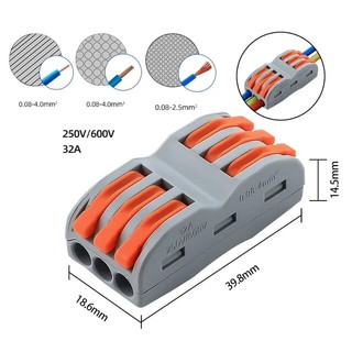 Lever Nut Wire Quick Connector 32A 28-12 AWG Splicing wiring fast Wire ...