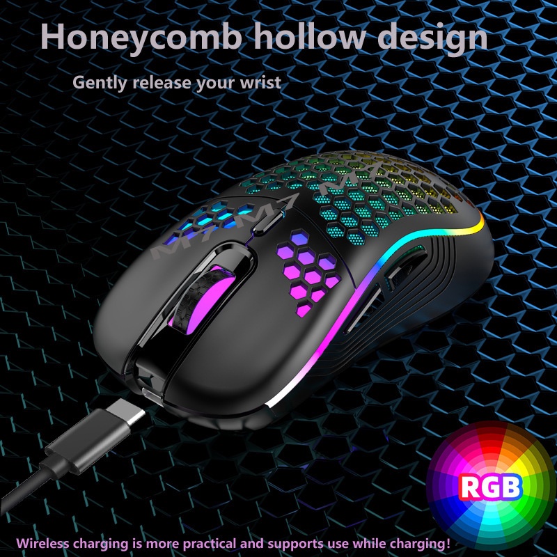 Lightweight RGB Gaming Mouse M7 Hollow Honeycomb Shell Ergonomic Mice ...