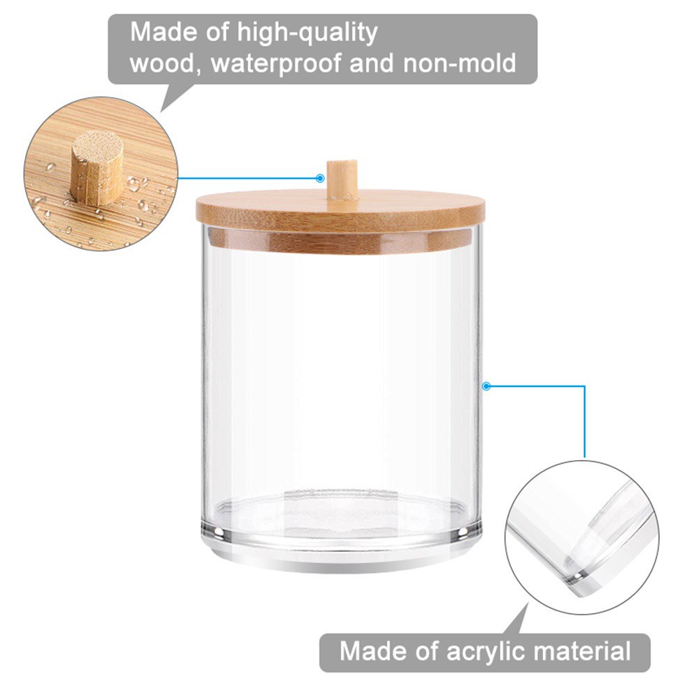 Top Layer Stackable Organizer Acrylic with Bamboo Lids Cotton Swab ...