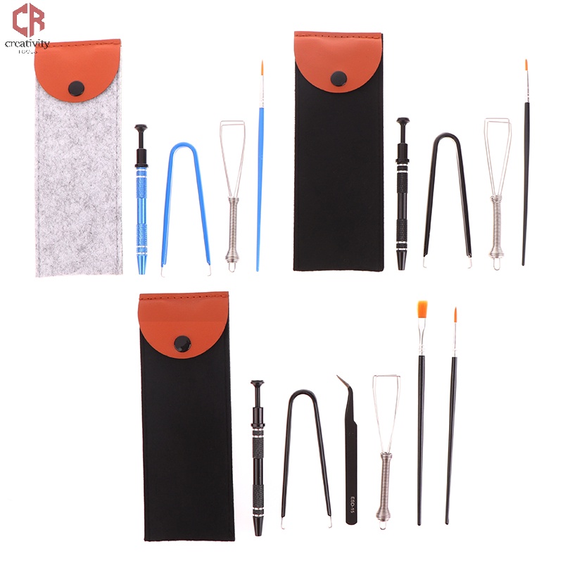 [CR] 1Set Keyboard Cleaning Tool Kit Metal Keycap Puller Stem Holder ...