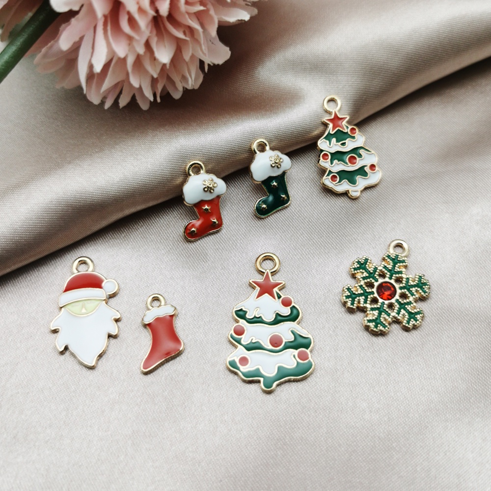 New Creative Christmas Oil Drip Jewelry Santa Pendant Christmas Tree ...