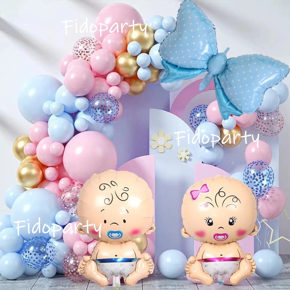 New Gender Reveal Balloon Party Macaron Blue Pink Birthday Balloons ...