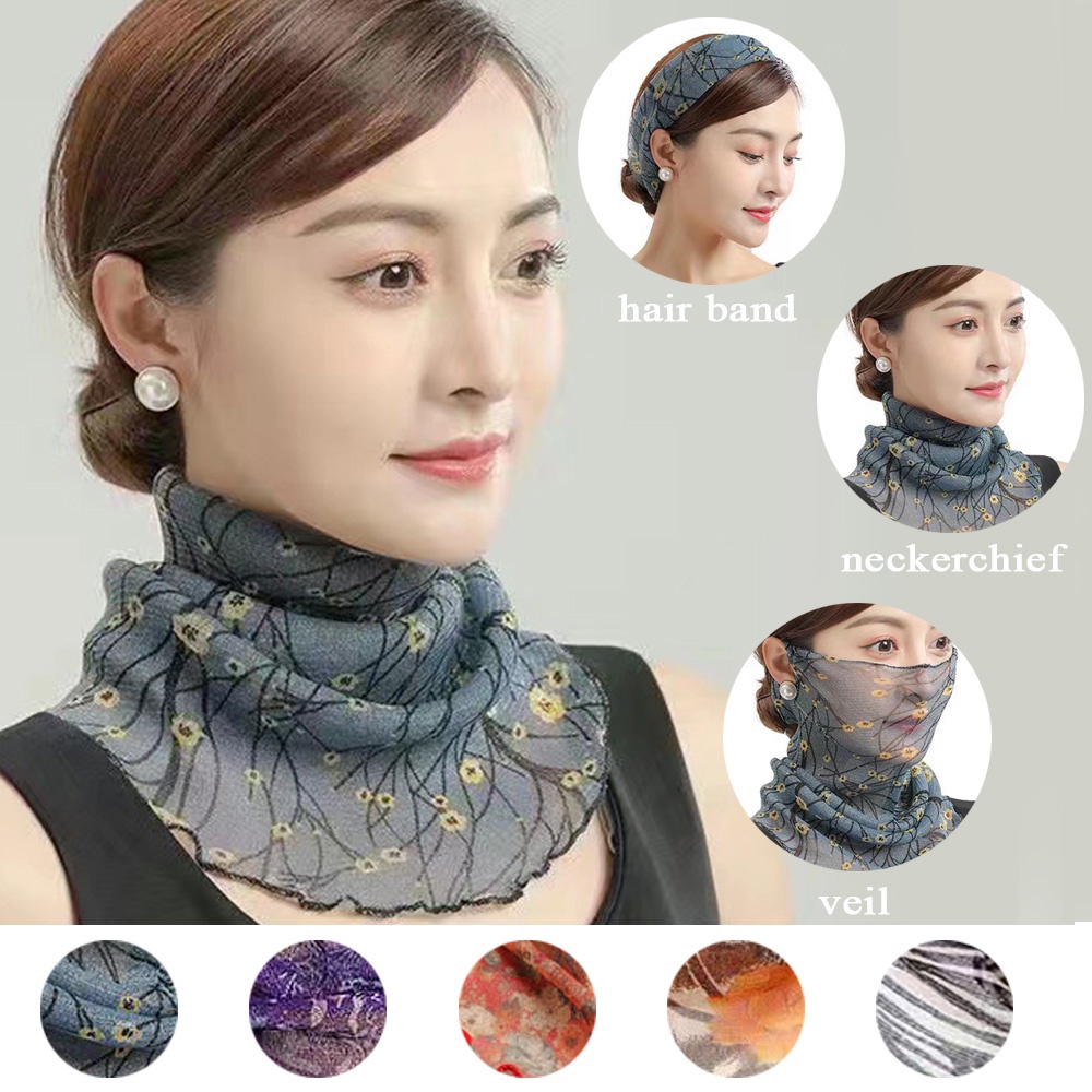 Multifunction Small Silk Scarves Chiffon Neck Collar Scarf AntiUV