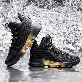 Lebron 15 black and best sale gold men