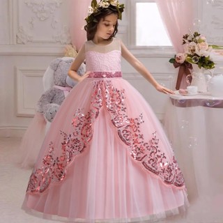 Red Ball Gown Flower Girl Dress V Neck Sleeveless Glitter Sequin