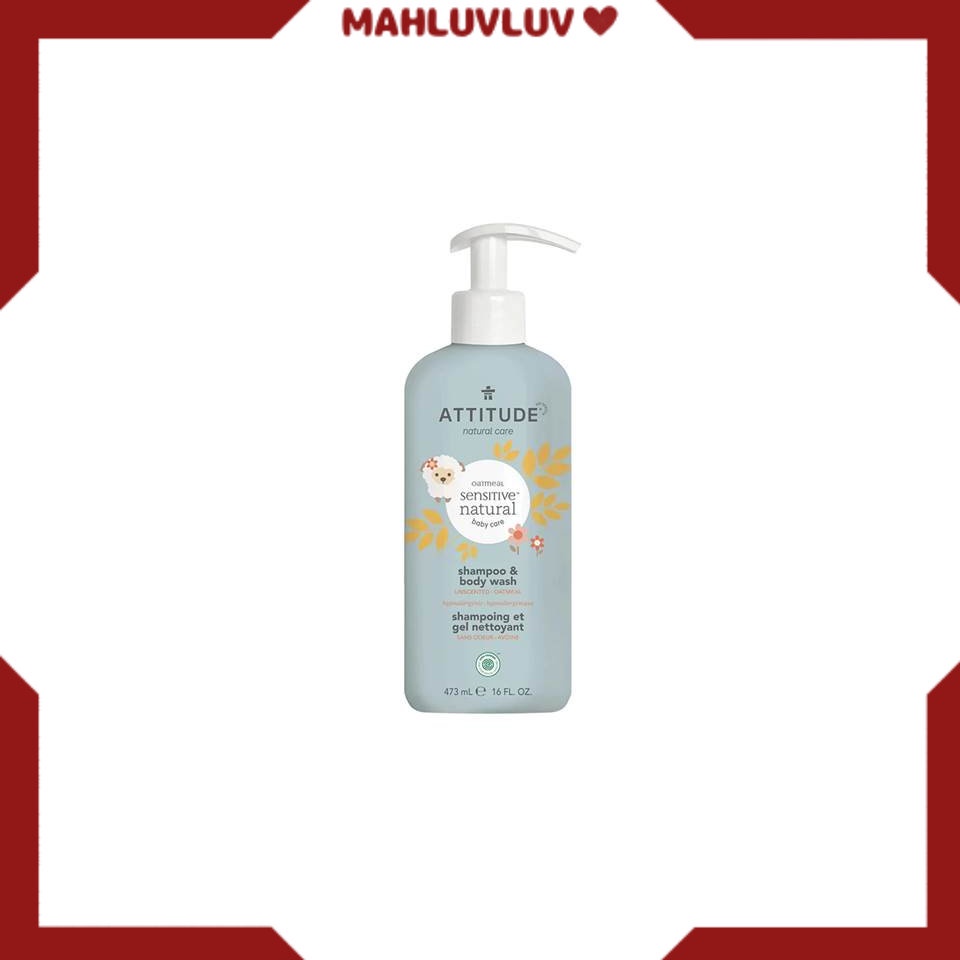 Attitude Sensitive Natural Baby Care Shampoo and Body Wash Unscented