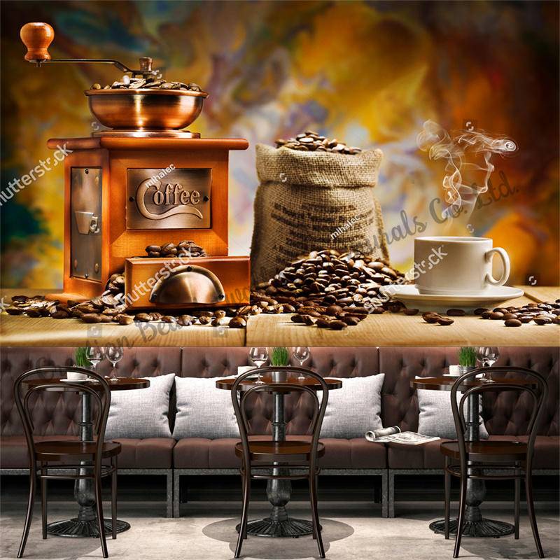 Custom Coffee Beans Cafe Decor Photo Wallpaper Mural For Restaurant