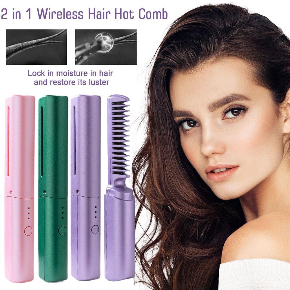 4000mah Wireless Professional Hair Straightener Curler Curling Heating