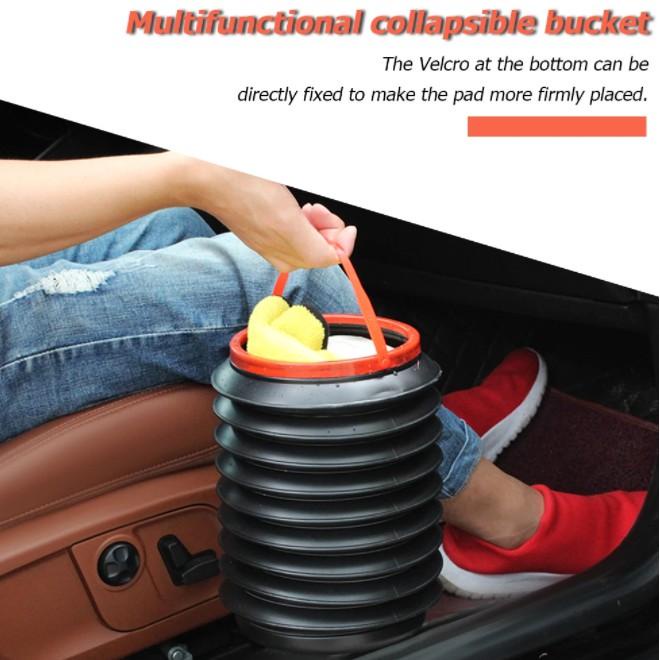 Foldable Car Trash Bin Multifunctional Collapsible Bucket Trash Can