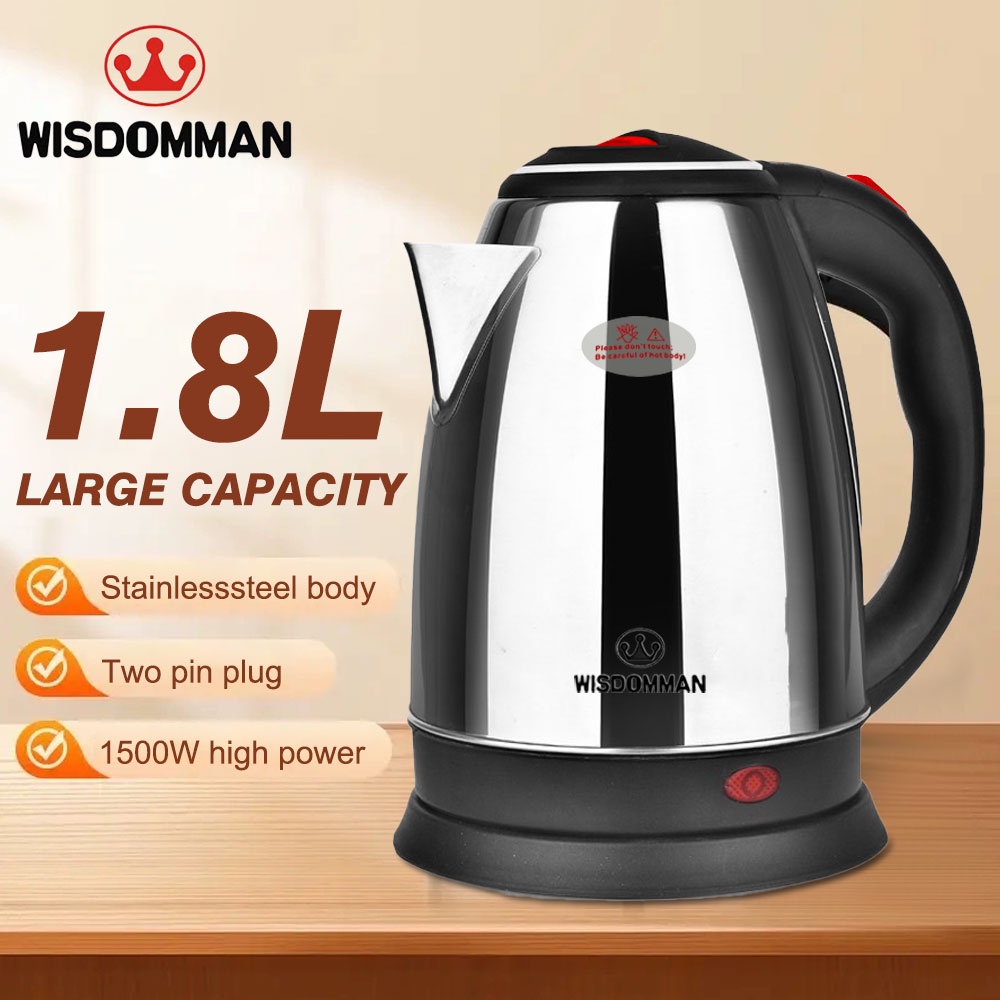 WISDOMMAN 1.8L Capacity Fast Boiling Electric Kettle Stainless Steel Material Easy and Convenient Shopee Philippines