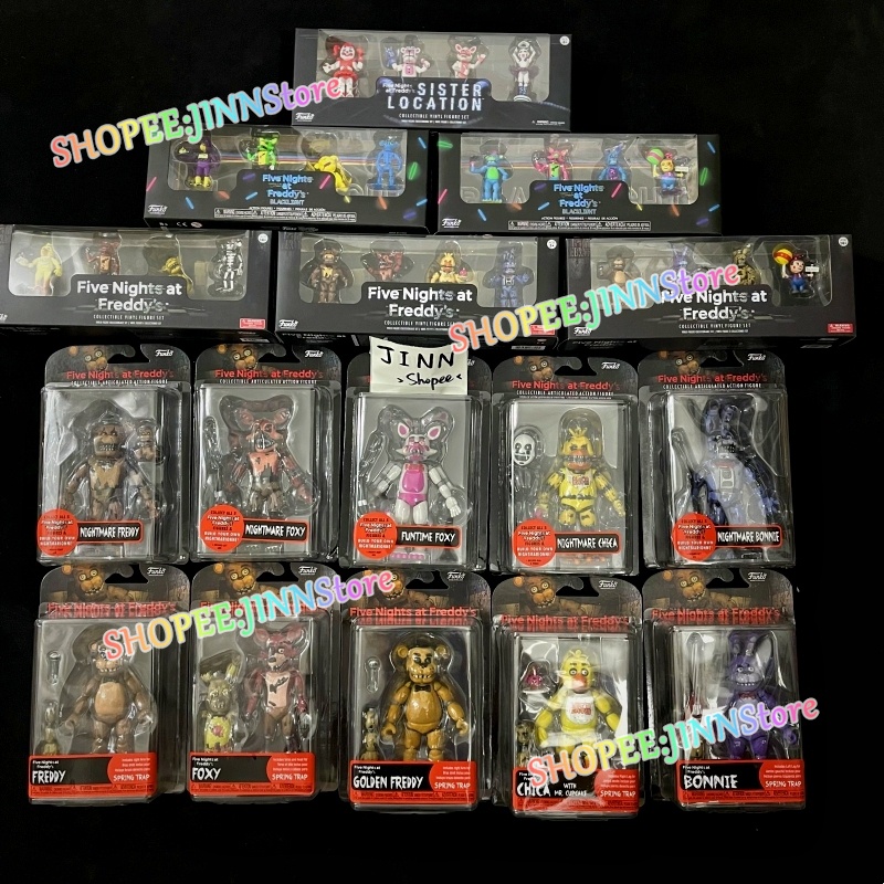 -JINN- FNAF Action Figures Movable Joints NIGHTMARE BONNIE FOXY CHICA  FREDDY Game Figure PVC Model Toys