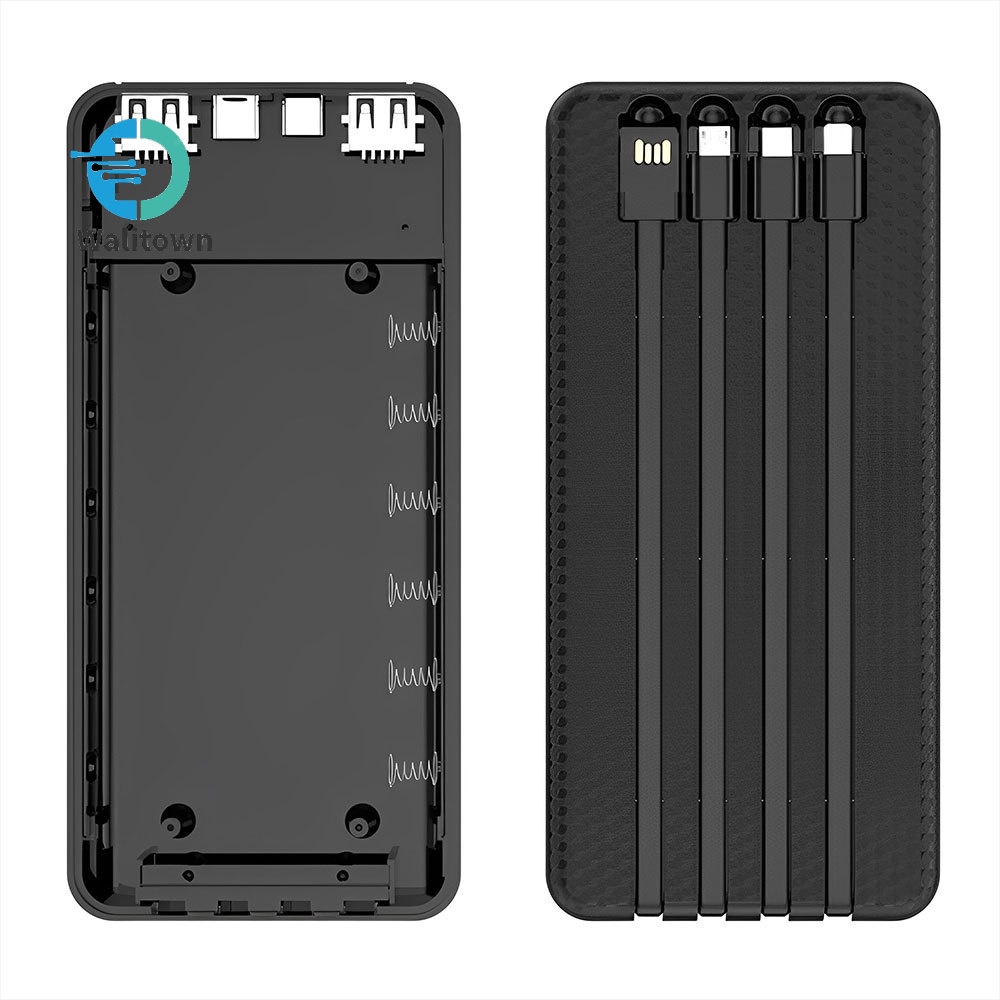 6×18650 Flat & Pointed Head Battery Power Bank Shell Kit with 4-Wire ...