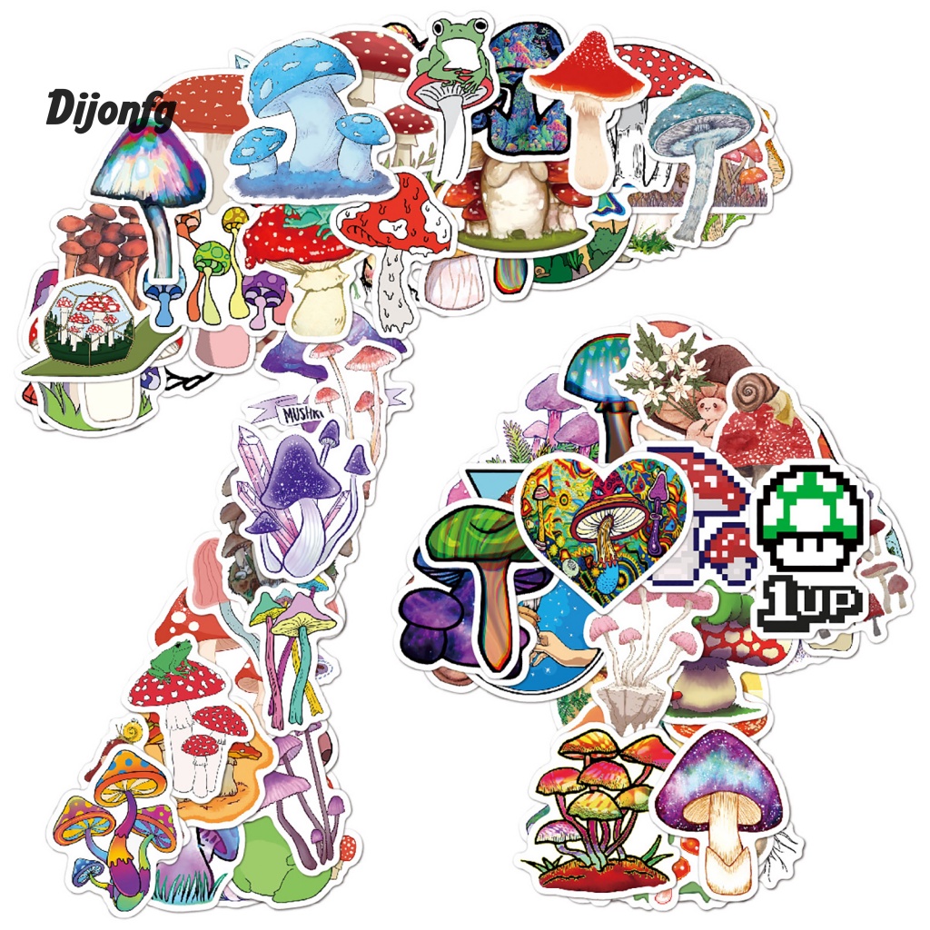 Dijonfg.my Mushroom Sticker Set Cute Mushroom Stickers 100pcs Cartoon