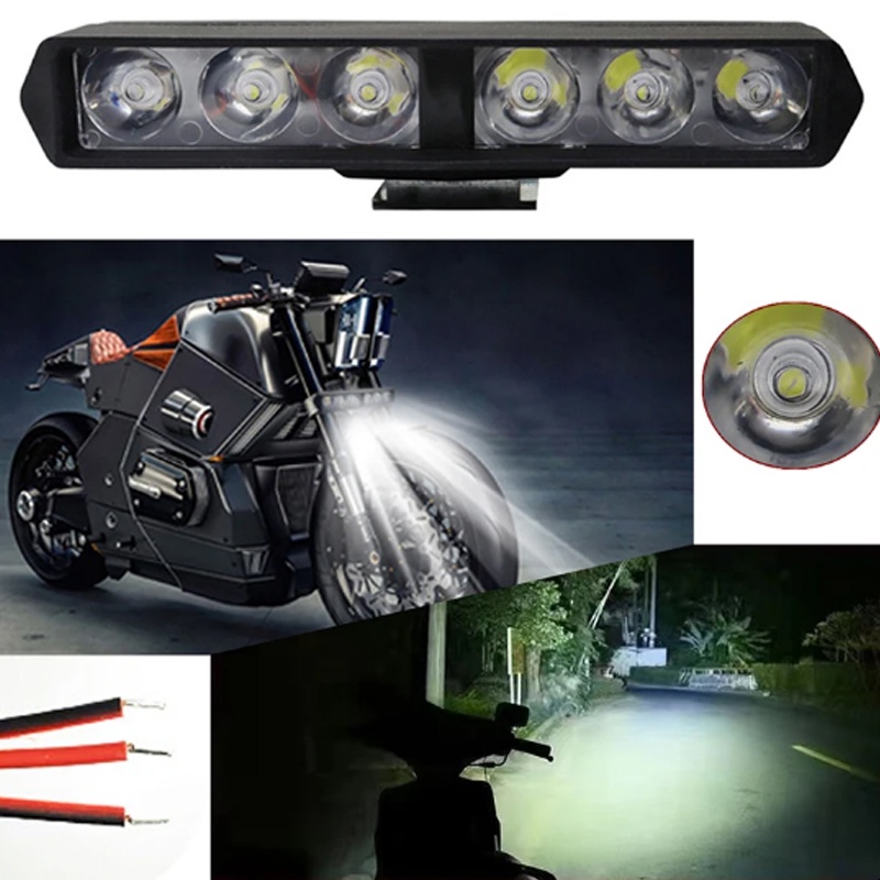 Motorcycle Headlight SpotLights DRL Flash 6 LED Auxiliary High ...