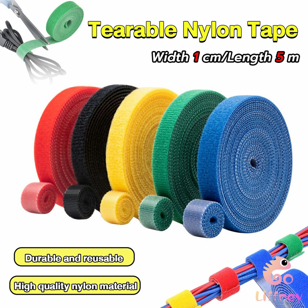 LFN 5m Nylon Tape Cable Organizer Tearable Cable Ties Strap Reusable ...